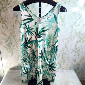 Perfectshe Leaves Print Sleeveless Shorts Romper
